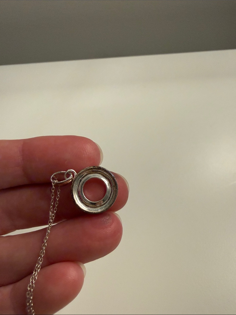 Minimal Silver Circle Pendant Necklace - Classic Everyday Layering - Picture 3 of 3